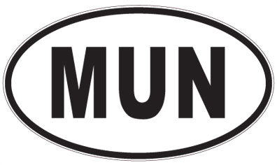 MUN - 3 Letter Initials Oval Sticker