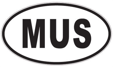 MUS - 3 Letter Initials Oval Sticker