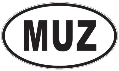 MUZ - 3 Letter Initials Oval Sticker