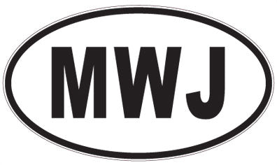 MWJ - 3 Letter Initials Oval Sticker