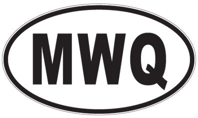 MWQ - 3 Letter Initials Oval Sticker