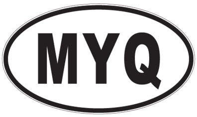 MYQ - 3 Letter Initials Oval Sticker