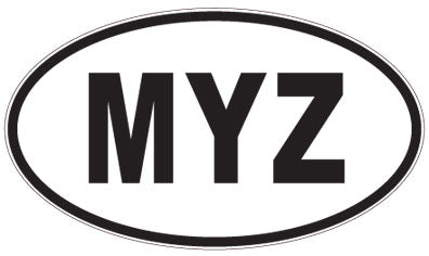 MYZ - 3 Letter Initials Oval Sticker