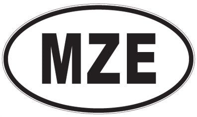 MZE - 3 Letter Initials Oval Sticker