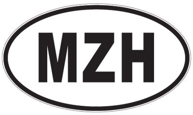 MZH - 3 Letter Initials Oval Sticker