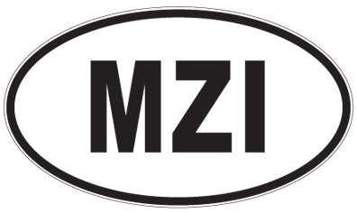 MZI - 3 Letter Initials Oval Sticker