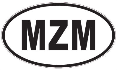 MZM - 3 Letter Initials Oval Sticker
