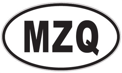MZQ - 3 Letter Initials Oval Sticker
