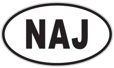 NAJ - 3 Letter Initials Oval Sticker