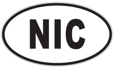 NIC - 3 Letter Initials Oval Sticker