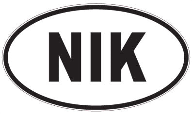 NIK - 3 Letter Initials Oval Sticker