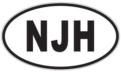 NJH - 3 Letter Initials Oval Sticker