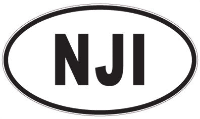 NJI - 3 Letter Initials Oval Sticker