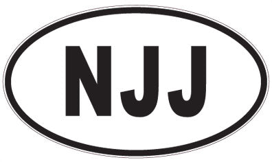 NJJ - 3 Letter Initials Oval Sticker