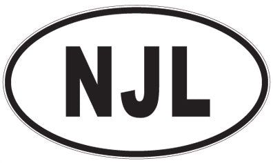 NJL - 3 Letter Initials Oval Sticker
