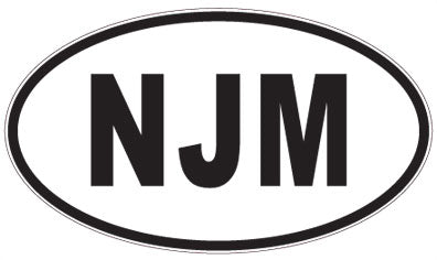 NJM - 3 Letter Initials Oval Sticker