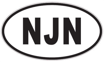NJN - 3 Letter Initials Oval Sticker