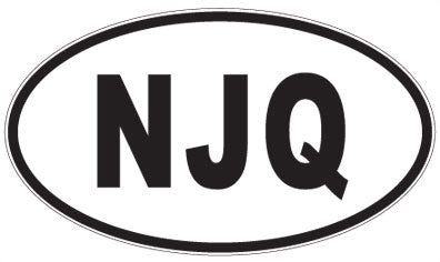 NJQ - 3 Letter Initials Oval Sticker
