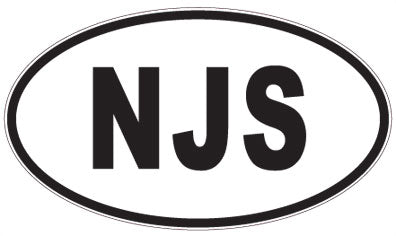 NJS - 3 Letter Initials Oval Sticker