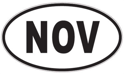 NOV - 3 Letter Initials Oval Sticker