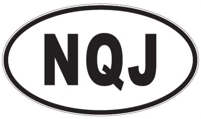 NQJ - 3 Letter Initials Oval Sticker