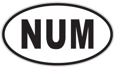 NUM - 3 Letter Initials Oval Sticker