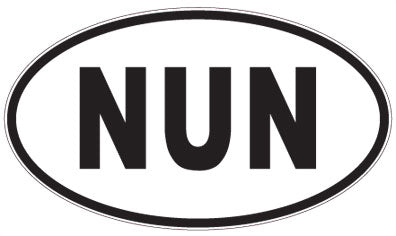NUN - 3 Letter Initials Oval Sticker