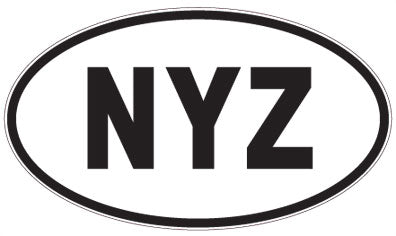 NYZ - 3 Letter Initials Oval Sticker