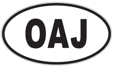 OAJ - 3 Letter Initials Oval Sticker