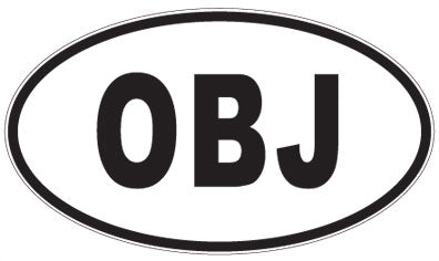 OBJ - 3 Letter Initials Oval Sticker