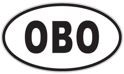 OBO - 3 Letter Initials Oval Sticker