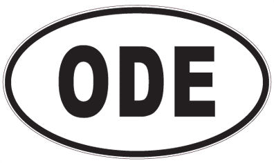 ODE - 3 Letter Initials Oval Sticker