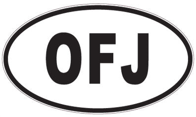 OFJ - 3 Letter Initials Oval Sticker