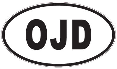 OJD - 3 Letter Initials Oval Sticker