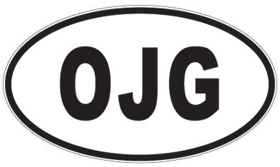 OJG - 3 Letter Initials Oval Sticker