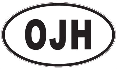 OJH - 3 Letter Initials Oval Sticker