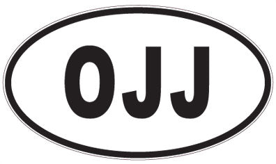 OJJ - 3 Letter Initials Oval Sticker