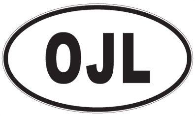 OJL - 3 Letter Initials Oval Sticker
