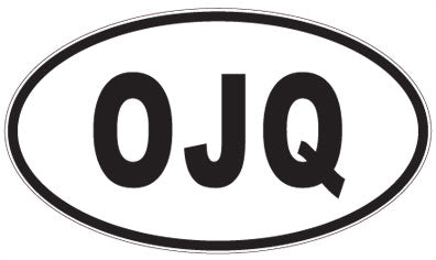 OJQ - 3 Letter Initials Oval Sticker