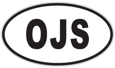 OJS - 3 Letter Initials Oval Sticker
