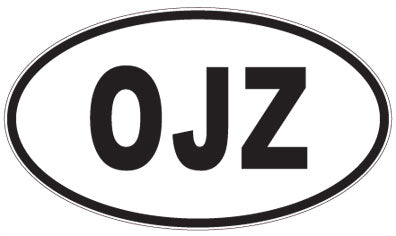 OJZ - 3 Letter Initials Oval Sticker