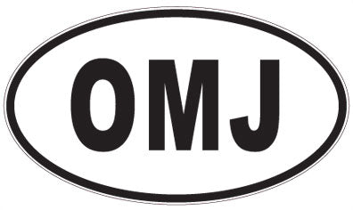 OMJ - 3 Letter Initials Oval Sticker