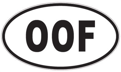 OOF - 3 Letter Initials Oval Sticker
