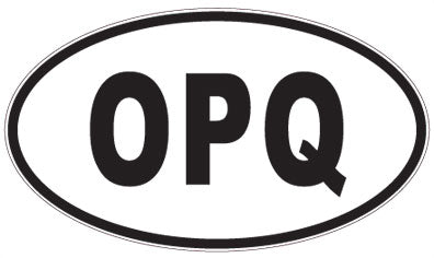OPQ - 3 Letter Initials Oval Sticker
