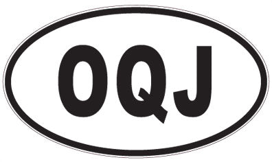 OQJ - 3 Letter Initials Oval Sticker