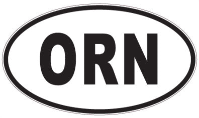 ORN - 3 Letter Initials Oval Sticker