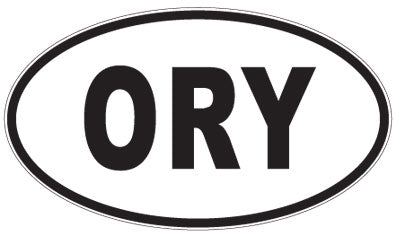 ORY - 3 Letter Initials Oval Sticker