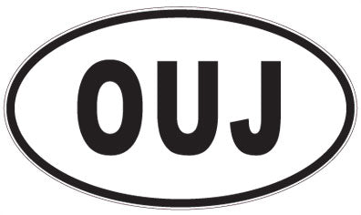 OUJ - 3 Letter Initials Oval Sticker