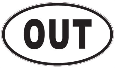 OUT - 3 Letter Initials Oval Sticker