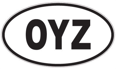 OYZ - 3 Letter Initials Oval Sticker